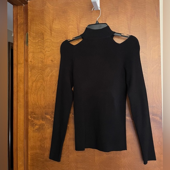 Catherine Maladrino Black Cold Shoulder Sweater Size Large NWOT - Picture 3 of 5